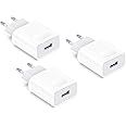 Caricatore USB compatible with iPhone 11 XR X XS Max 8 7 6 6S 5S Plus, Samsung,3-Pack 5V/1A Presa Caricabatterie Alimentatore