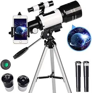 AZOD Telescope for Kids& Beginners, 70mm Aperture 300mm Astronomical Refractor Telescope, Tripod& Finder Scope- Portable Travel Telescope with Smartphone Adapter