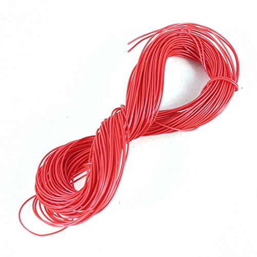 sourcing map 10m 33Ft 30AWG 0.65mm Hi-Temp High Tempreture PTFE Cable Wire Cord Red