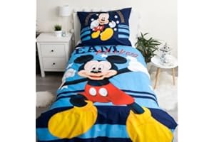 Jerry Fabrics F - Juego de cama de Mickey Mouse - 2 piezas - Funda nórdica - reversible, 140 x 200 - Funda de almohada - 70 x 90 cm - 100% poliéster