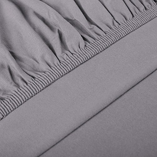 Topper Spannbettlaken 180×200 – 200×200 Jersey Mako-Baumwolle Spannbetttuch für Boxspringbetten-Topper 160g/m² CelinaTex Perla 0004266 dunkel-grau - 3