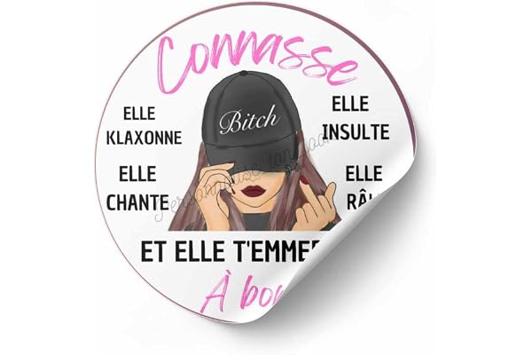 Autocollant de Voiture Humoristique "Connasse à Bord", Stickers Drôles pour Véhicule stickers voiture femme Marrant