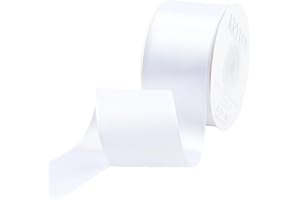 Kryvus White Satin Ribbon, 38mm x 22M Single Face White Ribbon, Solid Color Satin Ribbon Perfect for Gift Wrapping, Crafts, Bow Making, Sewing and Wedding Decorations