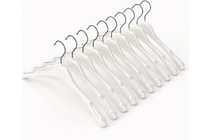 Mainetti Appendini per Abiti Bretellati, Maglieria, Grucce in Plastica, Sottili, Salvaspazio, con Notches, per Lingerie, Costumi da Bagno, Set di 10 Pezzi, Bianco Lucido con Gancio Nero, 38cm