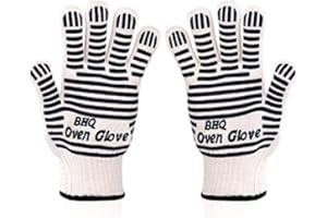 ZHONGSHENG Revolutionary 932°F Extreme Heat Resistant Gloves -Thick, Light-weight & Flexible, 2 Gloves - Use in Dutch Oven, Big Green Egg, Pizza Stone, Cast Iron Pan, Fireplace Tools, Outdoor (black（2 pcs）)