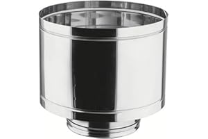 ALLINOX Comignolo a Botte Antivento e Antipioggia In Acciaio INOX Coibentato Terminale Canna Fumaria Doppia Parete Per Camino Con Base Tonda Stufa a Legna o Pellet (DN 180/230)