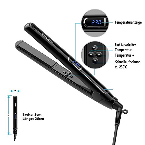 Auxent Haarglätter Ionen Glätteisen mit Hochwertiger Keramikbeschichtung für Schonendes Haarstyling, Schwarz - 2