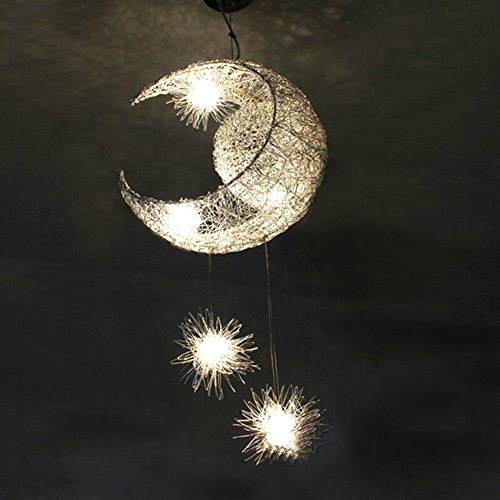 spécifications Zyurong lustre étoile lune argent en aluminium Sans Lumière G4 deco agréable pour chambre d'enfant chambre à coucher salon Restaurant Bar Café