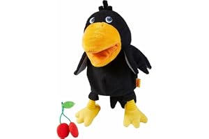 HABA 304203 Hand Puppet Raven Theo, the Cheeky Raven from the Haba Classic Fruit Garden as Cuddly Hand Puppet, Toy from 18 Months