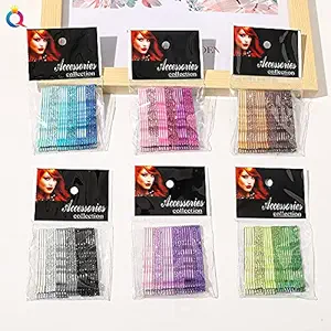 AL ZAHRA Metallic Gradient Colorful Shiny Hairpins Bobby Pins Set, White Bridge 144pcs Middle Size Colorful Hair Bobby Pins Metallic Barrettes Hair Clips for Women Girls (Shiny Clips)