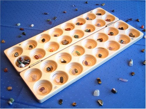 Preisvergleich Produktbild Halbedelsteinspiel BAO HUS Edelsteinspiel Steinchenspiel KALAHA aus Birke Multiplex