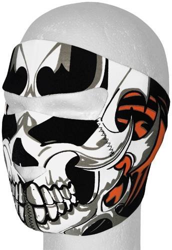 2 En 1 Reversible a prueba de viento Negro Cráneo clásico tribal neopreno media mascarilla de mascarillas Accesorio de cabeza del motorista de la motocicleta ATV ciclo de la bici