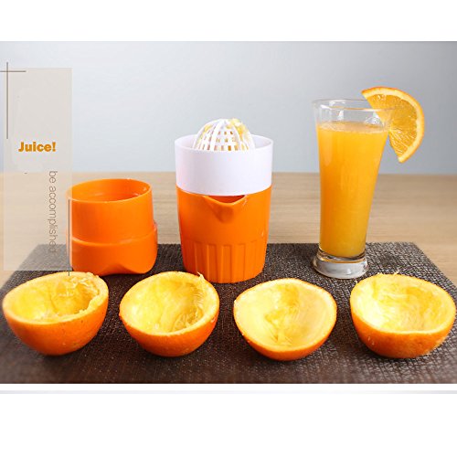 TAMUME 600ml Saft- & Zitruspressen Manueller Zitruspresse mit Becher, Deckel und Filter, Orange Presse für Frischen Fruchtsaftbecher – Kein Splatter, Kein Chaos (Orange) - 2