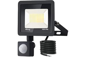Blivrig Foco LED con Sensor Movimiento 100W 10000LM Foco LED con Sensor de Movimiento IP66 Impermeable 3000K Blanco Cálido Foco Exterior focos Seguridad para Jardín, Garaje, Fábrica