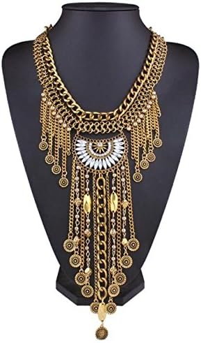 MSNHMU Women's Multiple Layers Tassel Necklace Ethnic Triba Style Bib ,Gold-L