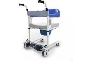 FANGX Sollevatore Disabili Manuale, Sedia per Il trasferimento del paziente con Sollevamento Manuale, Sedile Morbido, Padella, Regolazione a 9 Livelli, Apertura e Chiusura a 180°, carico 220 lb