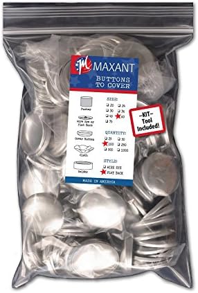100 Buttons to Cover - Made in USA - Self Cover Buttons with Flat Backs - Size 60 (38mm) with Tool