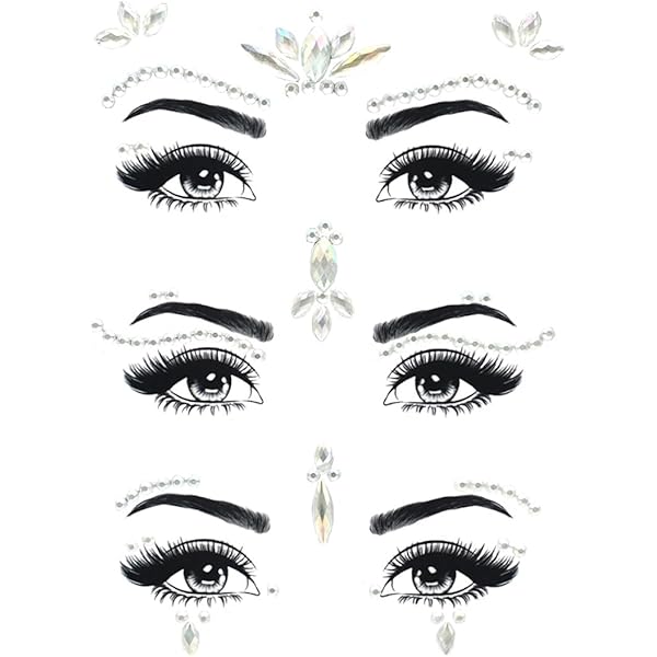 6 Sets Glitzersteine Fürs Gesicht – Selbstklebend Für Festival, Karneval & Party