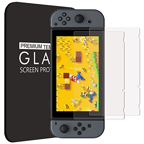 Preisvergleich Produktbild 2 x Nintendo Switch Schutzfolie Panzerglas - Fintie [9H Härtegrad] [stark kratzfest] Hartglas Displayschutzfolie Glasfolie Tempered Glass Screen Protector für Nintendo Switch 2017