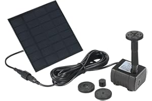 Decdeal Solar-Brunnen Wasserpumpe Garten Brunnen 7V teichpumpe Mit 7 Zubehörteilen,Kabellänge 300cm,Maximale Durchflussmenge 150L/H,Geeignet für draußen,Garten