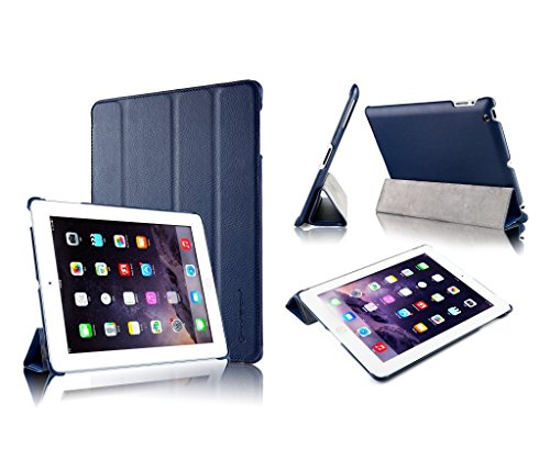 Invision® iPad 2 iPad 3 und iPad 4 Intelligente Hülle - Tolles Design - Magnetische Aufweck/Schlaf-Funktion - Hochwertiges PU-Leder (iPad 2 3 4 / Dunkel Blau)