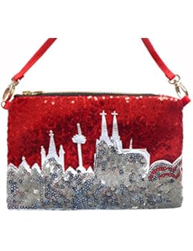 Wunderschöne Tasche mit Pailletten ~ Kölner Skyline ~ Karneval Tasche Handtasche