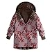 Produktbild Luckycat Damen Winter Warm Outwear Blumendruck Mit Kapuze Taschen Vintage Oversize Mäntel Jacken Mäntel Sweatjacke Winterjacke Fleecejacke Steppjacke