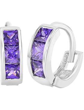 In Season Jewelry Baby Kleinkind Kinder - Creolen Ohrringe 925 Sterling Silber Lila CZ Zirkonia 10mm