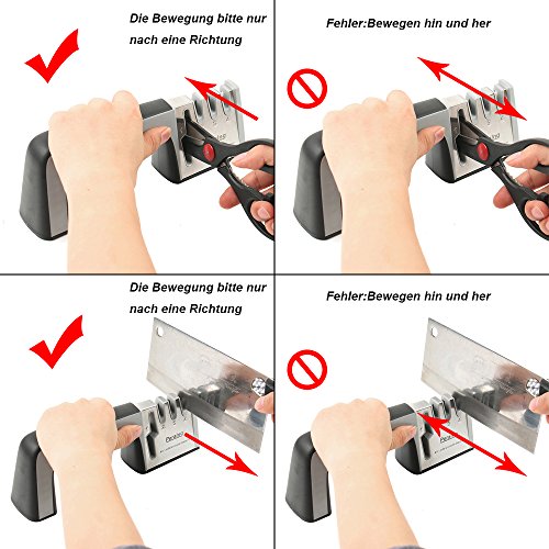 Messerschärfer Peralng Messerschleifer Knife Sharpener Steel, Sharpen Schere Keramikmesser Antirutsch Scherenschleifer, Professionelles 4 Stufen-Schleifsystem - 6