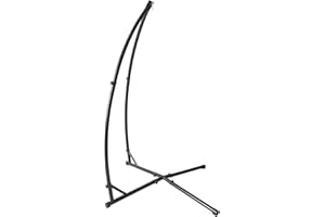 ‎HOMEWELL Hängemattengestell Hängesessel Gestell Hängestuhlgestell Max Belastung 120 kg Hängesitz Metall-Gestell Stabile vier Ecken Höhe 214cm Schwarz