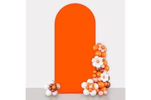 AIBIIN 1 x 2,1 m orangefarbener Hintergrund in Bogenform, runde Oberseite, Bogenrahmen, Abdeckung, 2-seitige Passform, Hintergrundständer für Hochzeitszeremonie, Geburtstag, Party, Babyparty, Bankett,