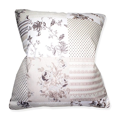 Kissenhülle Patchwork Blumen erdtöne Druck Kissenbezug Dekokissen Zierkissen 60×60 - 3