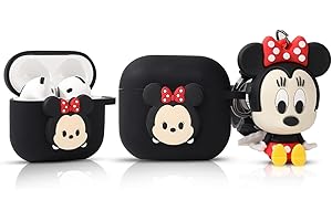 LEWOTE Compatibile con Apple AirPods 4 custodia protettiva divertente con simpatico cartone animato con portachiavi bambola (Minnie)