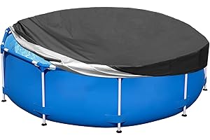 PEESHON Fundas para Piscinas, Cubierta de Piscina Redonda de 366cm, Cubierta de Protección para Piscinas, Cubierta de Piscina Plegable a Prueba de Agua Y Tierra（Negro）