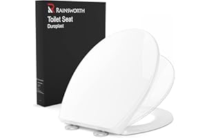 Rainsworth Tapa WC Universal Tapas de Water Asiento de Inodoro - Antibacteriano Duroplástico, Carga Máxima 150kg, Cierre Suave, Liberación Rápida, Bisagras Ajustables, Forma O, Blanco