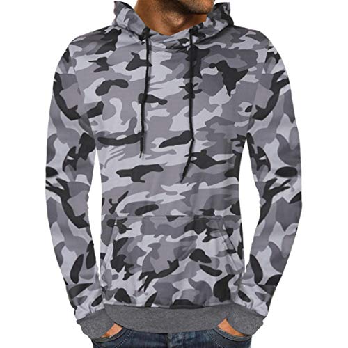 Preisvergleich Produktbild Btruely Herren Pullover Camouflage, Langarmshirt Winter Outwear Warme Kapuzenpullover Hooded Sweatshirt mit Kapuze T-Shirt Patchwork Strickjacke