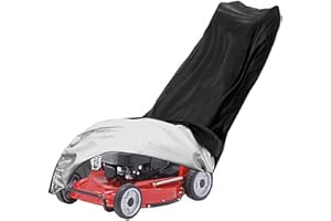 Cowhilan Funda Impermeable Cortacésped con Cordón Cortaviento, Antipolvo, AntiUV, Tejido Oxford 210D Funda para Cortacésped con Ruedas