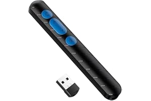 Jinpojun Laserpointer Powerpoint Fernbedienung 100m Reichweite, 2.4 GHz Verbindung via USB-Empfänger, Rot Spotlight Presenter für Windows MacOS Linux, intelligente Batterienutzung