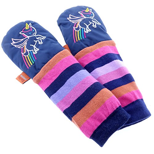mimiTENS All Weather Long Sleeve Warm Winter Mittens (Size 1-2, Navy Unicorn)