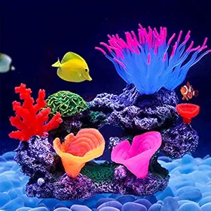 Danmu 1pc Glowing Effect Artificial Coral Plant Ornaments, Aquarium Coral Decor for Fish Tank Aquarium Decoration 7 4/5