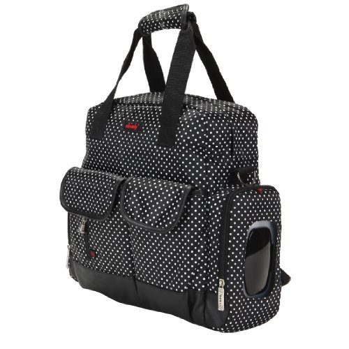 Damai Large Dots Diaper Tote Bag / Backpack / Shoulder Bag 3 Carrying Ways (Black)