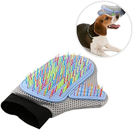 Kuorle Pet Grooming Glove-Grooming Tool Brush Rainbow Colorful Tips for Massage for Dog &amp; Cat (Right hand)