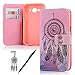 Produktbild BADALink Hülle für Samsung J5 2015 UltraSlim Schutzhülle Leder PU Handyhülle Muster Rosa Lila Handytasche Wallet Case Ständer Handyhuelle Cover +Eingabestift+Staubstecker