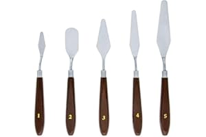 Quickdraw Supplies Set of 5 Metal Palette Knives Spatula Knife Set Artist Oil & Acrylic Paint Painting Kit