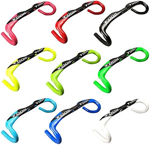 TOOK 9 Color Full Carbon Fiber Aero Drop Handlebar For Racing Road Bike (White, 420mm)