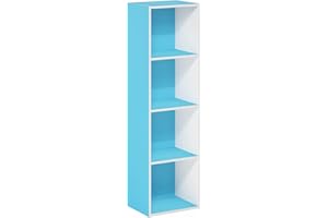 Furinno Pasir libreria a 4 ripiani aperti, azzurro/bianco