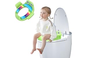 Gohytal Toilettensitz Kinder, Klositz für Kinder für alle Toiletten Weich, Leicht zu Reinigen, WC Sitz Kinder mit Griffen für Kloaufsatz, Trainer für Jungen und Mädchen, Grüner Frosch