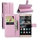 Produktbild HL Brothers Huawei P8 Fällen, Premium PU Leder Wallet Flip Case Cover mit Standfunktion Card Karte Halter für Huawei Ascend P8 2015 Smartphone Rosa rose
