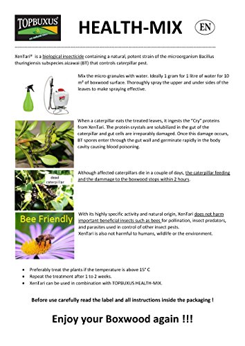 TOPUXUS XenTari, gegen Buchsbaumzünsler. Profi Dosierung, Bio profi Produkt. Stoppt Raupen Schäden im Buchsbaum, mach es wie der Züchter! ( incl. Ned gebruiksaanwijzing ) - 6