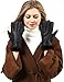 Produktbild YISEVEN Damen Shearling Winterhandschuhe mit Warm Gefüttert Winter Lammfell Leder Autofahrer Handschuhe, Helles Schwarz S